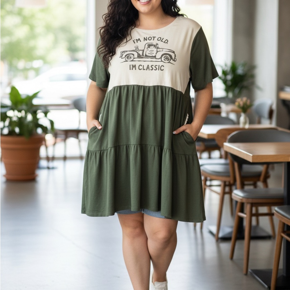 Upcycled Tunic/Dress “I’m Not Old I’m Classic”